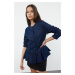 Trendyol Dark Blue Regular Denim Jacket with Ruffle Skirt