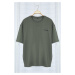 Trendyol Khaki Oversize/Wide Cut Text Printed Short Sleeve 100% Cotton T-Shirt