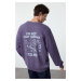 Trendyol Lilac Oversize / Wide Cut Wash / Aged Effect Printed Sweatshirt