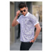Madmext White Patterned Polo Neck T-Shirt 5876