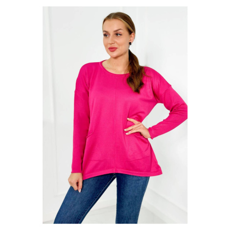 Sweater with fuchsia-coloured front pockets