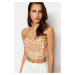 Trendyol Multicolored Floral Printed Gradient Knitted Tulle Bustier