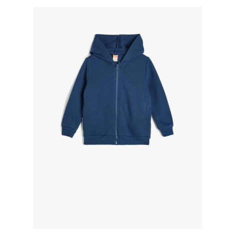 Koton Basic Hooded Sweatshirt Zippered Raised