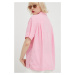 Ľanová košeľa Levi's dámska, ružová farba, voľný strih, s klasickým golierom