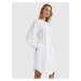 Tommy Hilfiger Šaty - ORG COTTON KNEE SHIRT DRESS LS biele