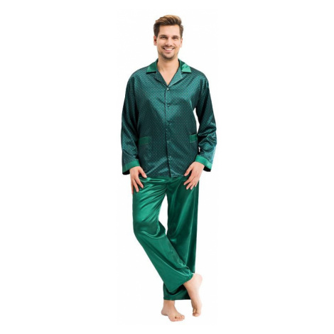 Pánske saténové pyžamo Charles zelené