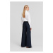 Džínsy Karl Lagerfeld Mid Rise Wide Leg Denim Pants Dark Blue Denim