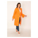 Şans Women's Plus Size Orange Sleeve Detailed Single-Clip Closed Unlined Cape