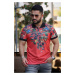 Madmext Red Flower Detailed Polo T-Shirt 2885