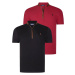 DUAL SET T8571 DEWBERRY ZIPPER MEN'S T-SHIRT-BLACK-BURGUNDY