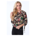 Black blouse with thin flowers