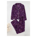 Trendyol Purple Galaxy Patterned Viscose Woven Pajama Set