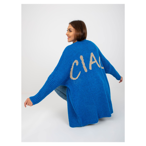 Dark blue women's cardigan with OH BELLA inscription on the back
