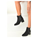 Fox Shoes Women's Black Suede Low Heeled Daily Boots