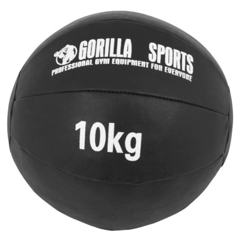 Gorilla Sports Kožený medicinbal, 10 kg, černý