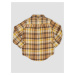 Béžovo-hnedá chlapčenská kockovaná flanelová košeľa GAP