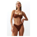 Trendyol Brown Silvery Regular Bikini Set with Balconet Accessory