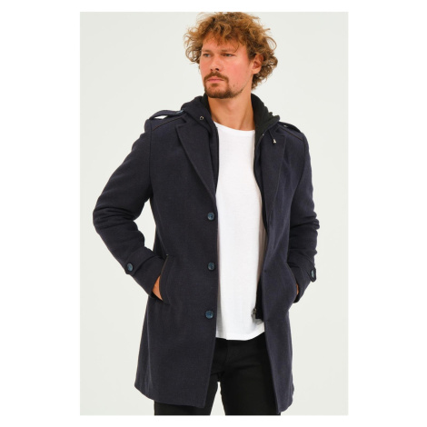 PLT8401 DEWBERRY MEN'S COAT-DIAGONAL NAVY BLUE