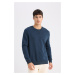 DEFACTO Regular Fit Crew Neck Thick Basic Plain Sweatshirt