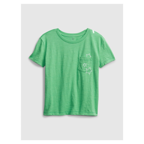 Detské tričko print pocket Zelená GAP
