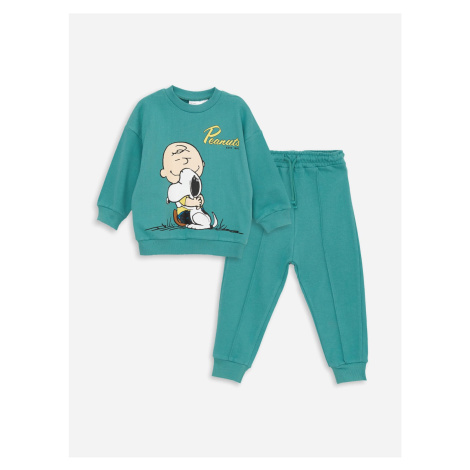 LC Waikiki Crew Neck Long Sleeve Snoopy Printed Sweatshirt and Jogger Pants 2-Set