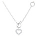 Strieborný 925 náhrdelník, zirkónový obrys súmerného srdca a retiazka