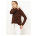 Tmavohnedý sveter s leopardím vzorom CAMAIEU