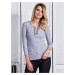 Women's light gray blouse with lace neckline