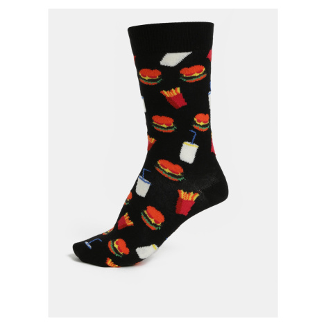 Čierne vzorované unisex ponožky Happy Socks Hamburger