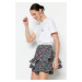 Trendyol Multicolored Ribbon Patterned High Waist Mini Knitted Shorts Skirt