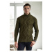 53285 Dewberry Slim-Fit Fisherman Corded Thick Mens Sweater-Khaki