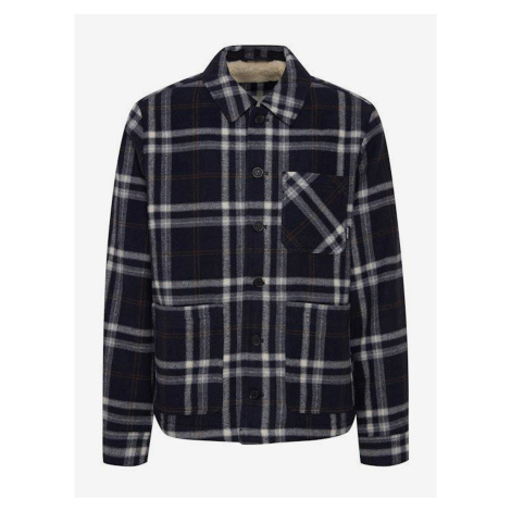 Dark Blue Shirt Plaid Jacket Blend - Men