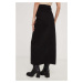 Rifľová sukňa Answear Lab X limitovaná kolekcia NO SHAME čierna farba, midi, rovný strih