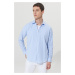 AC&Co / Altınyıldız Classics Men's White-light Blue Slim Fit Slim Fit Classic Collar Cotton Chec