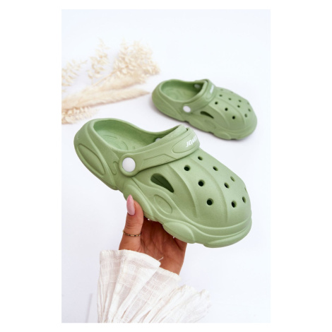 Detské penové šľapky Crocs Zelené Cloudy