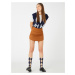Koton Mini Skirt, Suede Look High Waist, Asymmetrical Cut