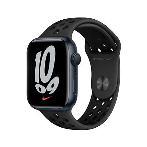 Apple Watch Nike Series 7 45 mm Polnočno sivý hliník s antracitovým/čiernym športovým remienkom 