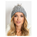 Winter gray hat with pompom