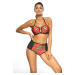 ČIERNO-FAREBNÉ PRUHOVANÉ BIKINY SYNDY NERO-RED M-606 (2)