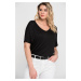 Şans Women's Plus Size Black Viscose Tunic With Low-Cut Back