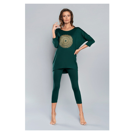 Pyjamas Mandala 3/4 sleeve, 3/4 leg - green Italian Fashion