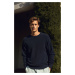 Trendyol Navy Blue Oversize Fit Wide Fit Crew Neck Basic Knitwear Sweater