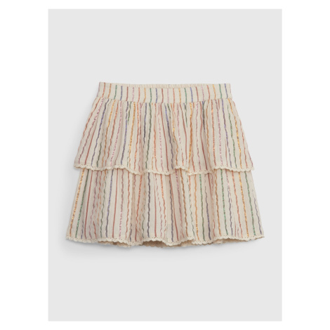 Krémová dievčenská pruhovaná šortková sukňa GAP