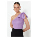 Trendyol Lilac Single Sleeve Bow Detailed Knitwear Blouse