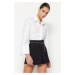 Trendyol Black Chain Belt Pleated Super Mini Woven Shorts Skirt