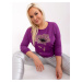 Purple women's oversized blouse with cuffs