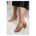 Shoeberry Women's Surry Gold Metallic Stone Heeled Slippers & Shoes.