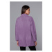 Krátky fialový vlnený prehoz cez oblečenie typu alpaka (7108-1)