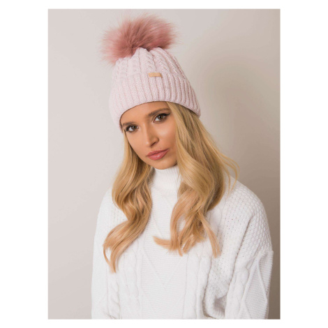 RUE PARIS Light pink beanie with shiny thread