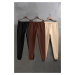 Trendyol Beige-Brown-Black 3-Pack Sweatpants